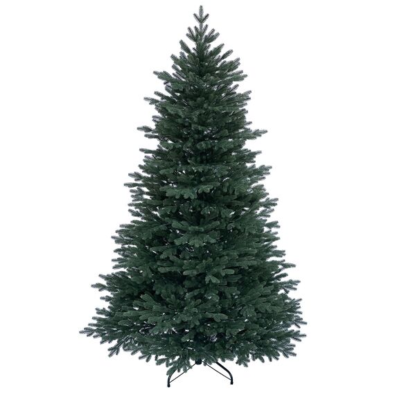 RS Trade 1418 Premium Nordmanntanne 100% Spritzguss 150 cm Weihnachtsbaum künstlich (Ø ca. 106 cm) mit ca. 2375 Spitzen, schwer entflammbar, Schnellaufbau Klappsystem, inkl. Christbaum Ständer