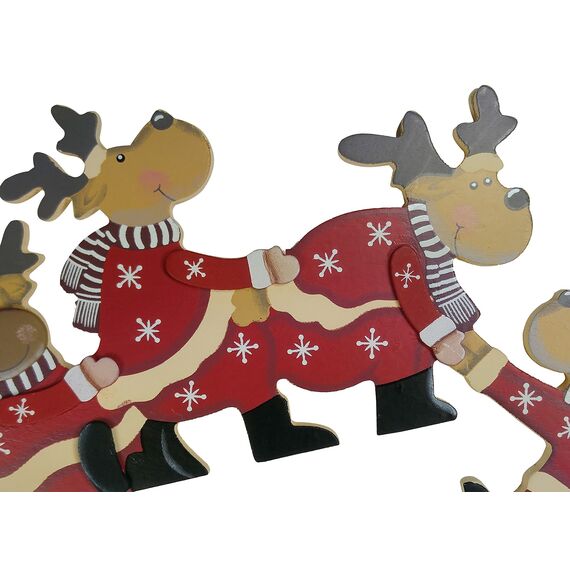 khevga Weihnachtsdeko Purzelnde Elche für Türrahmen-Deko aus Holz (Purzelnde Elche)