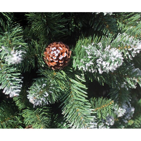 RS Trade 15013 Schneebaum 120 cm Weihnachtsbaum künstlich mit Schnee und Zapfen (Ø ca. 78 cm) ca. 500 Spitzen, schwer entflammbarer Tannenbaum mit Schnellaufbau Klappsystem, inkl. Christbaum Ständer