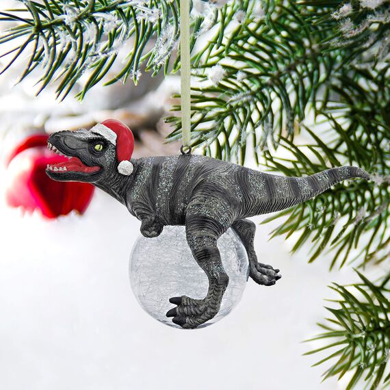 Design Toscano Dinosaurier-Figuren, Weihnachtsbaum Ornament, Blitzer die T Rex mit Sankt-Hut-Feiertags-Verzierung