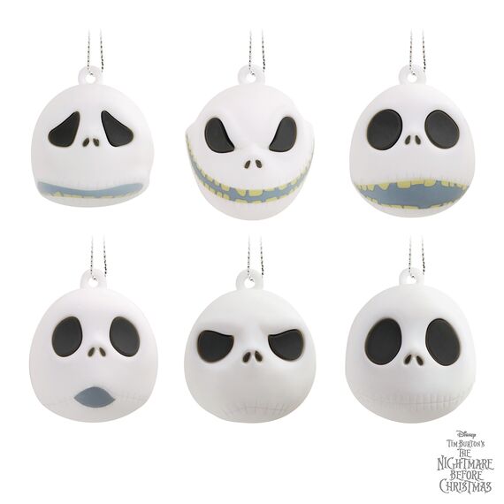 Hallmark Disney Tim Burton's The Nightmare Before Christmas Jack Skellington Heads Miniature Christmas Ornaments, Set of 6