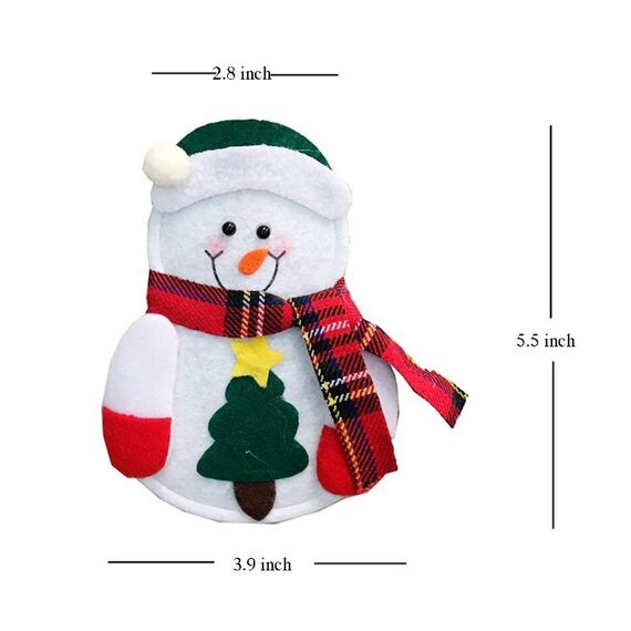 CHBOP 3 x 4 Stück Weihnachten Bestecktasche Besteckbeutel Besteckhalter Weihnachtsdeko tischdeko Rentier Schneemann Weihnachtsmann insgesamt