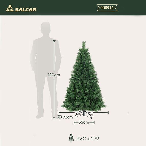 SALCAR Kleiner Weihnachtsbaum Künstlich 120 cm, Künstlicher Tannenbaum mit Handschuhen und Metallständer, Weihnachtsbäume als Weihnachtsdeko Innen