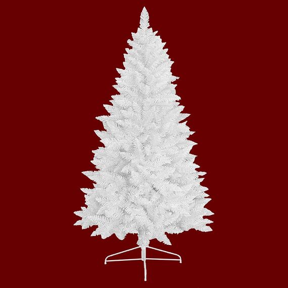 RS Trade 1015 210 cm Weihnachtsbaum PVC künstlich Weiß (Ø ca. 100 cm) mit 874 Spitzen, schwer entflammbarer Tannenbaum mit Schnellaufbau Klappsystem, inkl. Christbaum Ständer aus Metall