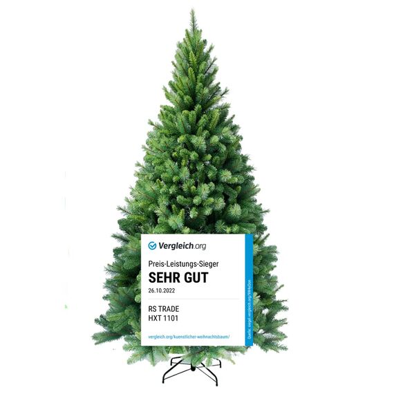 RS Trade HXT 1101 Colorado-Mix 240 cm künstlicher PVC Weihnachtsbaum (Ø ca. 137 cm) 1560 Spitzen - Schnellaufbau Klappsystem, schwer entflammbar, unechter Tannenbaum inkl. Christbaum Ständer