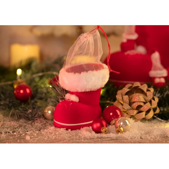 Idena 8550017 - Nikolausstiefel, Rot, Nikolaus, zum Befüllen, Geschenk, Verpackung, Weihnachten
