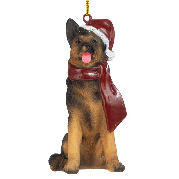 Design Toscano Deutscher Schäferhund Festlicher Hund Weihnachtsbaumornament Weihnachtsdeko, Polyresin, vollfarbe, 8 cm