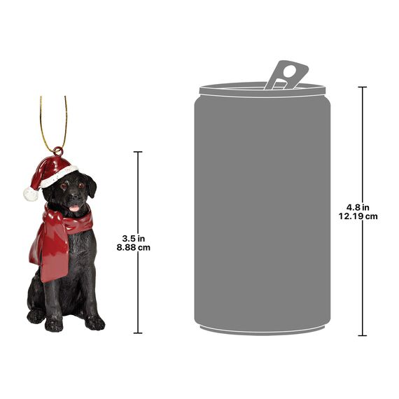 Design Toscano Schwarzer Labrador Retriever Hund Weihnachtsbaumornament Weihnachtsdekoration, Polyresin, Vollfarbe, 8 cm