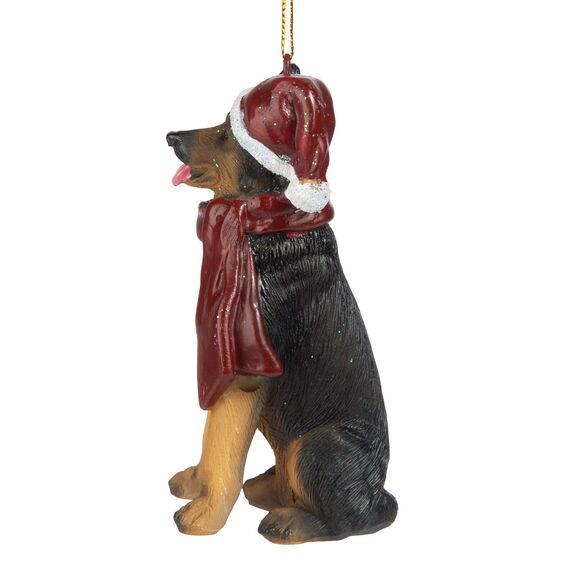 Design Toscano Deutscher Schäferhund Festlicher Hund Weihnachtsbaumornament Weihnachtsdeko, Polyresin, vollfarbe, 8 cm
