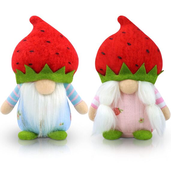 Gehydy 2er Set Frühlingdeko Wichtel Erdbeere Dekoration Wichtel Figuren Bauernhaus Decorations Zubehör für Home Küche