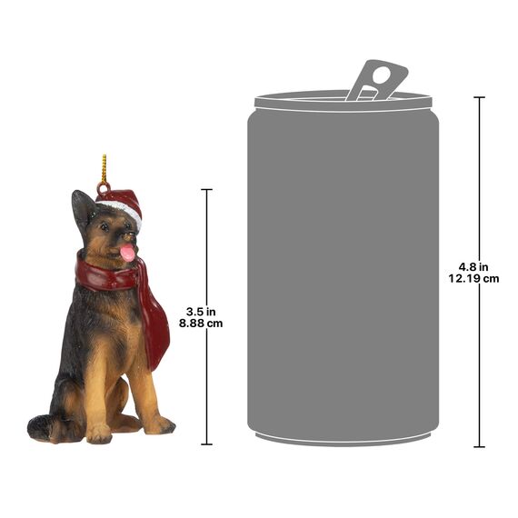 Design Toscano Deutscher Schäferhund Festlicher Hund Weihnachtsbaumornament Weihnachtsdeko, Polyresin, vollfarbe, 8 cm
