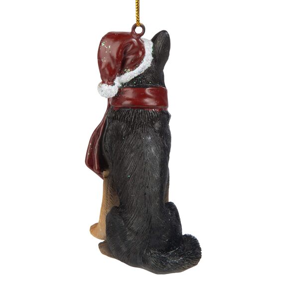 Design Toscano Deutscher Schäferhund Festlicher Hund Weihnachtsbaumornament Weihnachtsdeko, Polyresin, vollfarbe, 8 cm