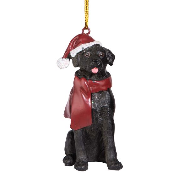 Design Toscano Schwarzer Labrador Retriever Hund Weihnachtsbaumornament Weihnachtsdekoration, Polyresin, Vollfarbe, 8 cm