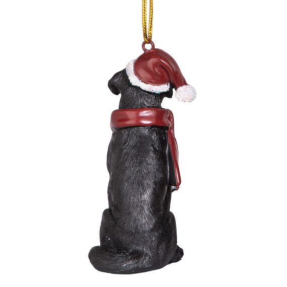 Design Toscano Schwarzer Labrador Retriever Hund Weihnachtsbaumornament Weihnachtsdekoration, Polyresin, Vollfarbe, 8 cm
