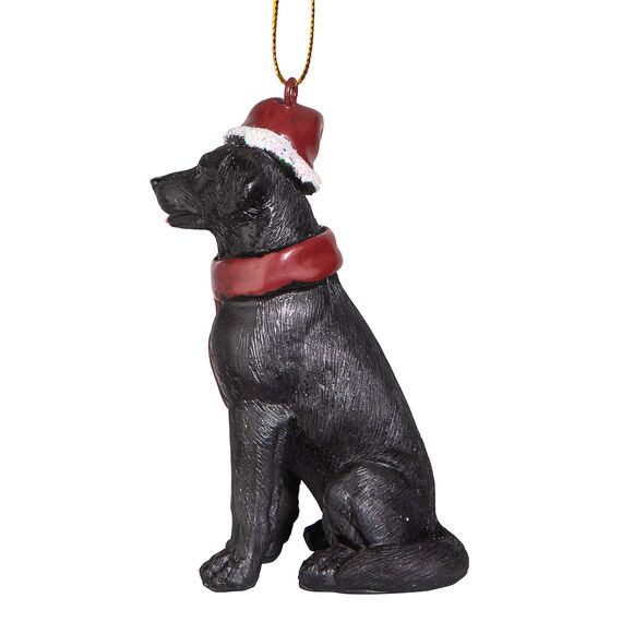Design Toscano Schwarzer Labrador Retriever Hund Weihnachtsbaumornament Weihnachtsdekoration, Polyresin, Vollfarbe, 8 cm