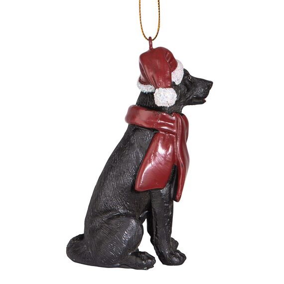 Design Toscano Schwarzer Labrador Retriever Hund Weihnachtsbaumornament Weihnachtsdekoration, Polyresin, Vollfarbe, 8 cm