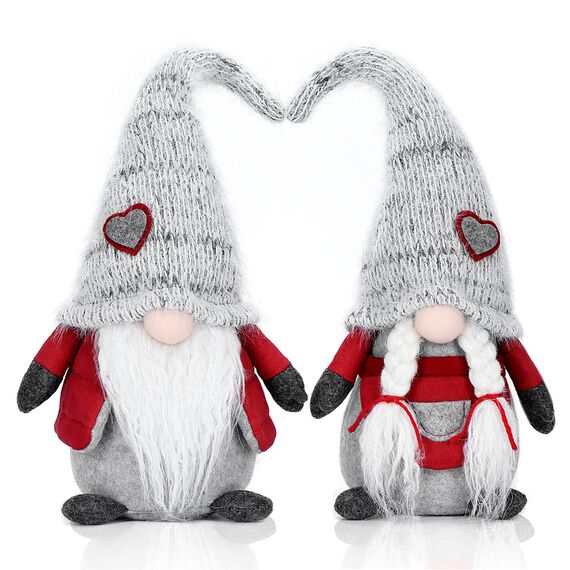 EKARSEN Handgemachte Paar Wichtel Gnom süße Skandinavische Tomte Weihnachtsdeko Puppen für Weihnachten Neujahr Ostern Valentinstag