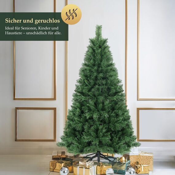 SALCAR Künstlicher Weihnachtsbaum 150 cm, Tannenbaum Künstlich mit Handschuhen und Metallständer, Christbaum als Weihnachtsdeko Innen