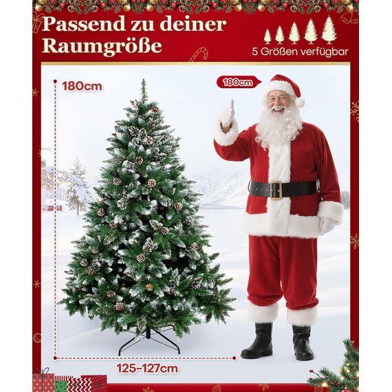 Yorbay künstlicher Weihnachtsbaum Tannenbaum mit Ständer 120cm-240cm für Weihnachten-Dekoration Mehrweg (Weihnachtsbaum mit Schnee, 180cm)