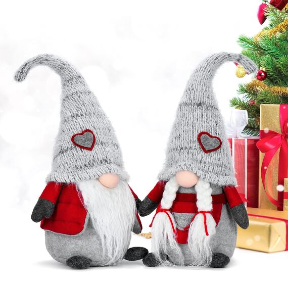 EKARSEN Handgemachte Paar Wichtel Gnom süße Skandinavische Tomte Weihnachtsdeko Puppen für Weihnachten Neujahr Ostern Valentinstag