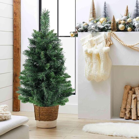 SALCAR 60 cm Kleiner künstlicher Weihnachtsbaum mit Zementbasis – für Weihnachtsdekoration im Innenbereich, ideal als Tischbaum