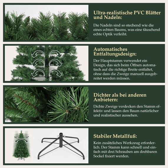SALCAR Kleiner Weihnachtsbaum Künstlich 120 cm, Künstlicher Tannenbaum mit Handschuhen und Metallständer, Weihnachtsbäume als Weihnachtsdeko Innen