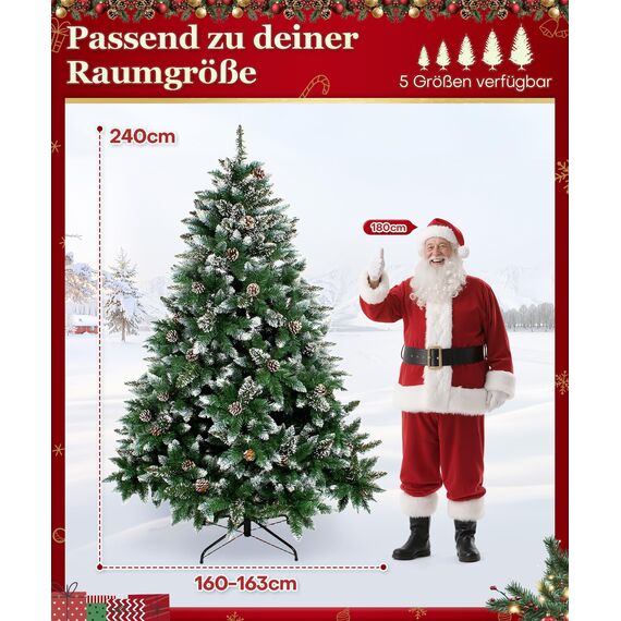 Yorbay künstlicher Weihnachtsbaum Tannenbaum mit Ständer 120cm-240cm für Weihnachten-Dekoration Mehrweg (Weihnachtsbaum mit Schnee, 240cm)
