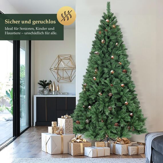 SALCAR Weihnachtsbaum Künstlich 240 cm, Künstlicher Tannenbaum mit Handschuhen und Metallständer, Christbaum als Weihnachtsdeko Innen