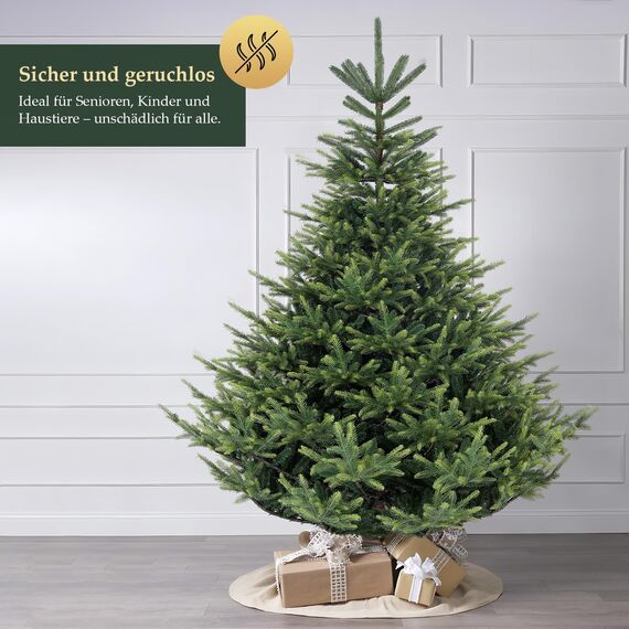 SALCAR Künstlicher Weihnachtsbaum 210 cm, Naturgetreuer Tannenbaum Künstlich mit Klapp-Schirmsystem, PVC und PE Weihnachts Baum, Metall Christbaum Ständer