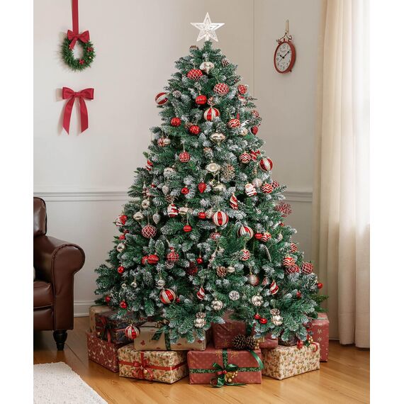 Yorbay künstlicher Weihnachtsbaum Tannenbaum mit Ständer 120cm-240cm für Weihnachten-Dekoration Mehrweg (Weihnachtsbaum mit Schnee, 180cm)