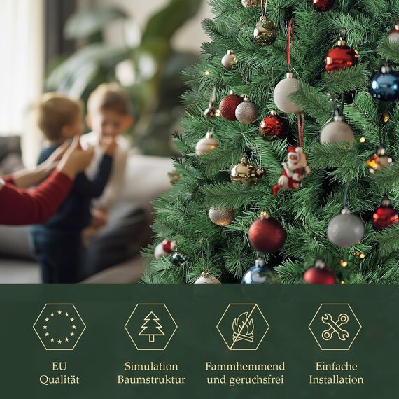 SALCAR Weihnachtsbaum Künstlich 240 cm, Künstlicher Tannenbaum mit Handschuhen und Metallständer, Christbaum als Weihnachtsdeko Innen