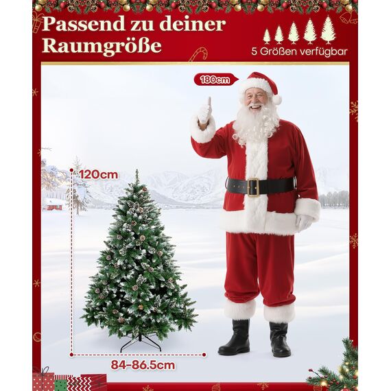 Yorbay künstlicher Weihnachtsbaum Tannenbaum mit Ständer 120cm-240cm für Weihnachten-Dekoration Mehrweg (Weihnachtsbaum mit Schnee, 120cm)