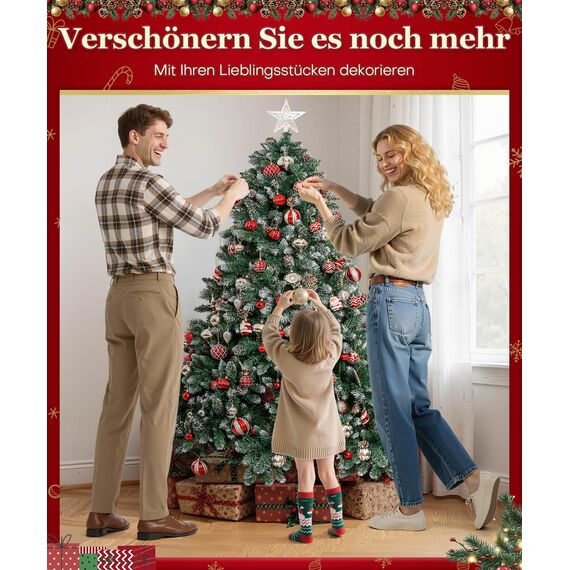 Yorbay künstlicher Weihnachtsbaum Tannenbaum mit Ständer 120cm-240cm für Weihnachten-Dekoration Mehrweg (Weihnachtsbaum mit Schnee, 180cm)
