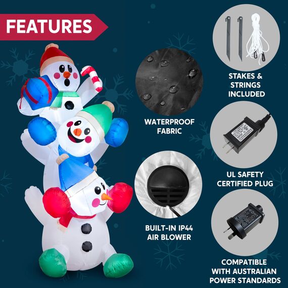 Joiedomi 1.8M/ 6FT Weihnachten aufblasbare gestapelt Schneemann mit eingebauten LEDs Blow Up Schlauchboote für Xmas Party, Home Indoor Outdoor Yard Garden Lawn Winter-Dekor