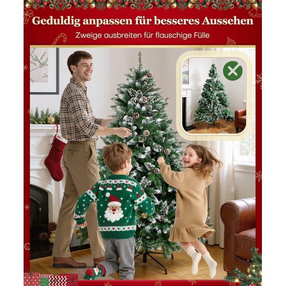 Yorbay künstlicher Weihnachtsbaum Tannenbaum mit Ständer 120cm-240cm für Weihnachten-Dekoration Mehrweg (Weihnachtsbaum mit Schnee, 180cm)