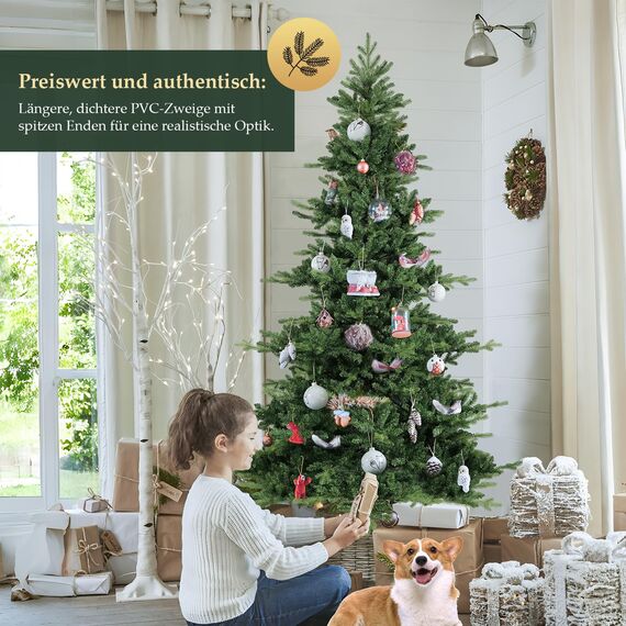 SALCAR Künstlicher Weihnachtsbaum 210 cm, Tanne, PVC and PE, Klapp-Schirmsystem, 130 cm Durchmesser