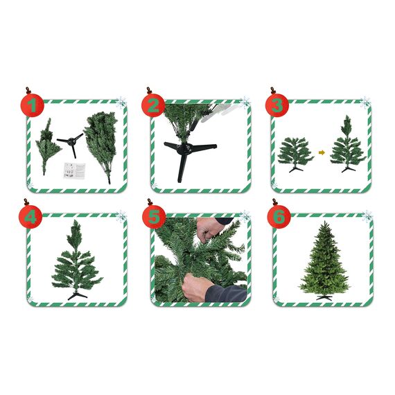 RS Trade 19001 Spessarttanne 100% PVC 180 cm Weihnachtsbaum künstlich (Ø ca.132 cm) 1422 Spitzen und Schnellaufbau Klappsystem, schwer entflammbar, unechter Tannenbaum inkl. Christbaum Ständer