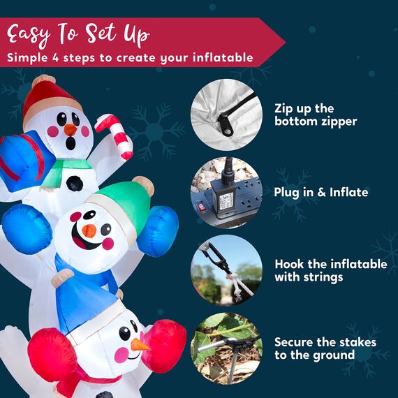Joiedomi 1.8M/ 6FT Weihnachten aufblasbare gestapelt Schneemann mit eingebauten LEDs Blow Up Schlauchboote für Xmas Party, Home Indoor Outdoor Yard Garden Lawn Winter-Dekor