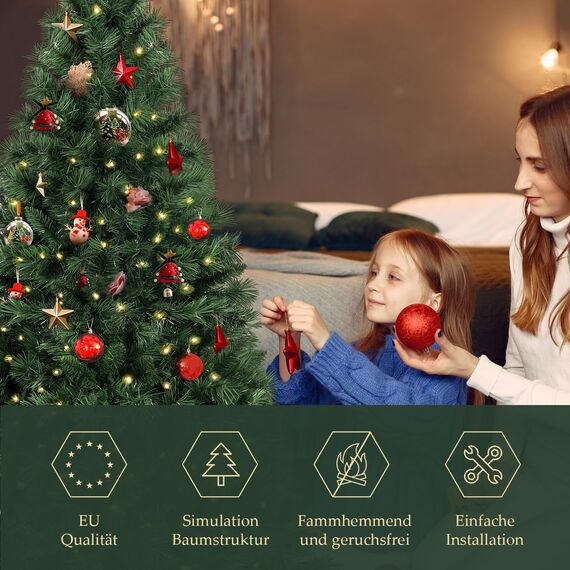 SALCAR Kleiner Weihnachtsbaum Künstlich 120 cm, Künstlicher Tannenbaum mit Handschuhen und Metallständer, Weihnachtsbäume als Weihnachtsdeko Innen