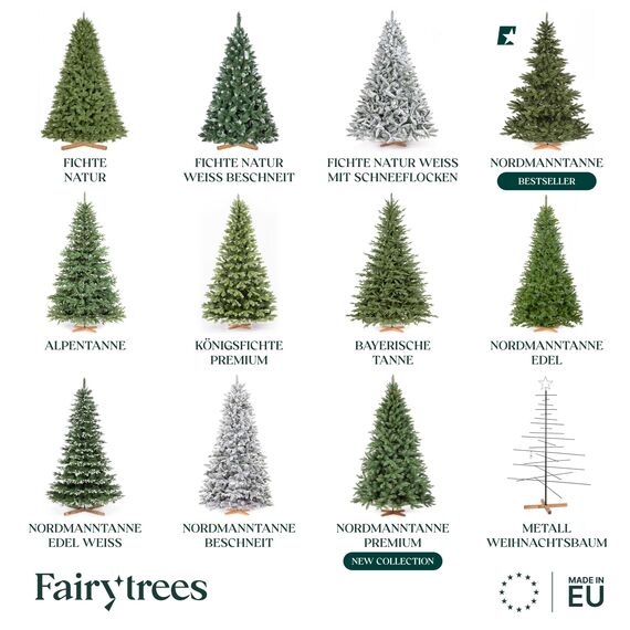 Weihnachtsbaum künstlich 180cm BAYERISCHE Tanne Premium von FairyTrees mit Christbaum Holzständer | Tannenbaum künstlich mit Naturgetreue Spritzguss Elemente | Made in EU