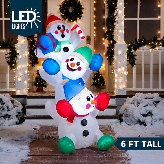 Joiedomi 1.8M/ 6FT Weihnachten aufblasbare gestapelt Schneemann mit eingebauten LEDs Blow Up Schlauchboote für Xmas Party, Home Indoor Outdoor Yard Garden Lawn Winter-Dekor