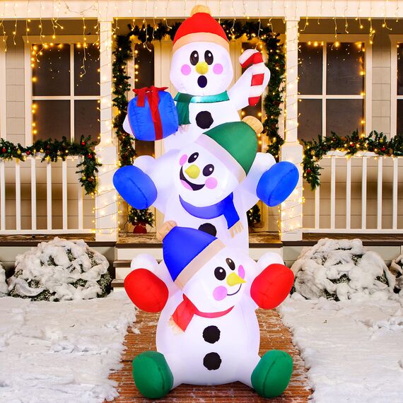 Joiedomi 1.8M/ 6FT Weihnachten aufblasbare gestapelt Schneemann mit eingebauten LEDs Blow Up Schlauchboote für Xmas Party, Home Indoor Outdoor Yard Garden Lawn Winter-Dekor
