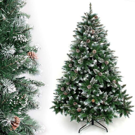 Yorbay künstlicher Weihnachtsbaum Tannenbaum mit Ständer 120cm-240cm für Weihnachten-Dekoration Mehrweg (Weihnachtsbaum mit Schnee, 240cm)