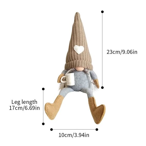 2 Stück Kaffeezwerge Plüsch-Bar-Dekoration, handgefertigt, schwedische Tomte-Zwerge, Geschenke, Bauernhaus, skandinavische Figur, Gnome für Zuhause, Küche, Kaffeestation, Tisch Dekoration (Braun)