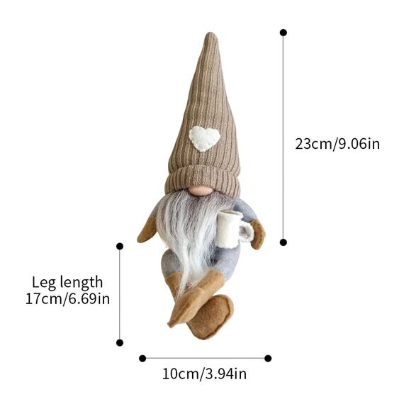 2 Stück Kaffeezwerge Plüsch-Bar-Dekoration, handgefertigt, schwedische Tomte-Zwerge, Geschenke, Bauernhaus, skandinavische Figur, Gnome für Zuhause, Küche, Kaffeestation, Tisch Dekoration (Braun)