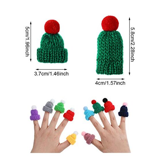 WILLBOND 80 Stücke Weihnachten Strick Mütze Mini Strickmützen Puppe Hut für Weihnachtsbaum Ornamente DIY Handwerk Kunst Weinflasche Baum Dekoration, 20 Stile