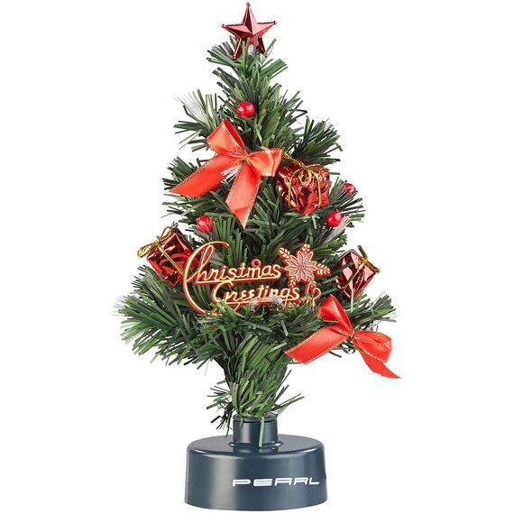 PEARL Weihnachtsbaum für LKW: 2er-Set USB-Weihnachtsbäume mit LED-Farbwechsel-Glasfaserlichtern (Weihnachtsbaum fürs Auto, LKW 24 Volt, Beleuchteter Tannenbaum)