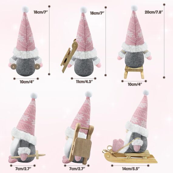 Gehydy Weihnachtswichtel Figuren 3er Set Weihnachtsdeko Wichtel Weihnachten Deko Wichtel Zubehör Dekoration Christmas für Home Küche - Rosa