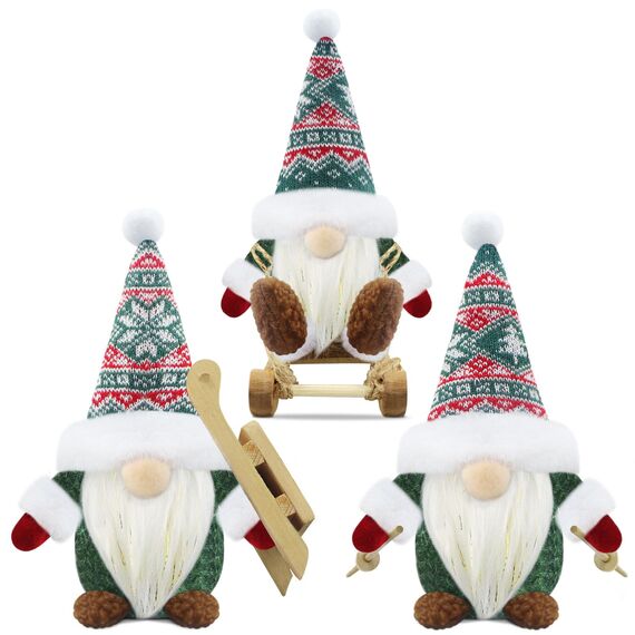 Gehydy Weihnachtswichtel Figuren 3er Set Weihnachtsdeko Wichtel Weihnachten Deko Wichtel Zubehör Dekoration Christmas für Home Küche - Grün