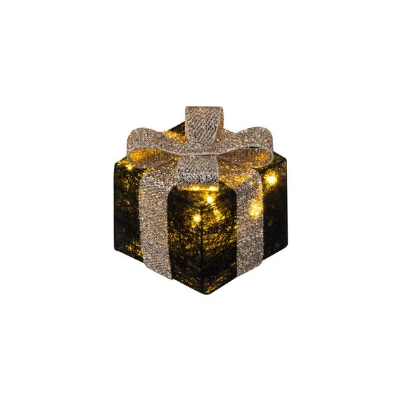 Bambelaa! 3er Led Deko Geschenke Leucht Boxen Timer Weihnachts Dekoration Weihnachtsdeko Beleuchtet Deko Weihnachten Schwarz-Gold